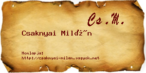 Csaknyai Milán névjegykártya