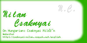 milan csaknyai business card